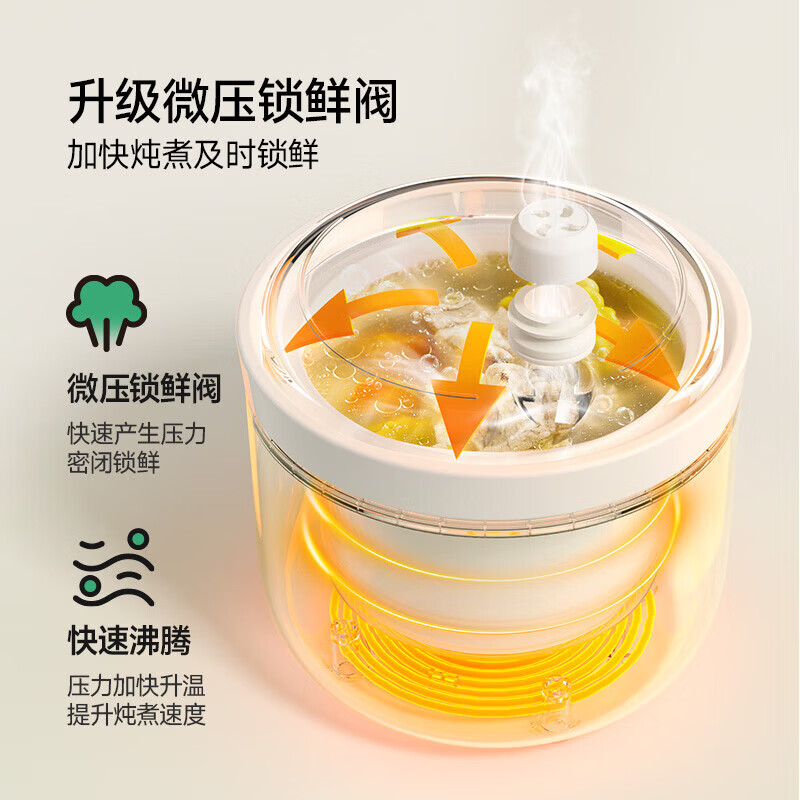 浦利顿（PLODON）辅食锅婴幼儿专用电炖锅分月龄BB煲煮粥锅微压炖盅宝宝炖汤辅食机 1.5L 牛油果绿 「五阶段分阶喂养」 直播专享优惠