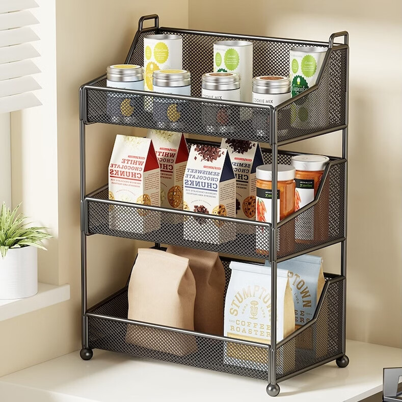 厨房多功能调料置物架台面调料架调味料架子调味品收纳调味储物架 黑色单层中号置物架 京东折扣/优惠券