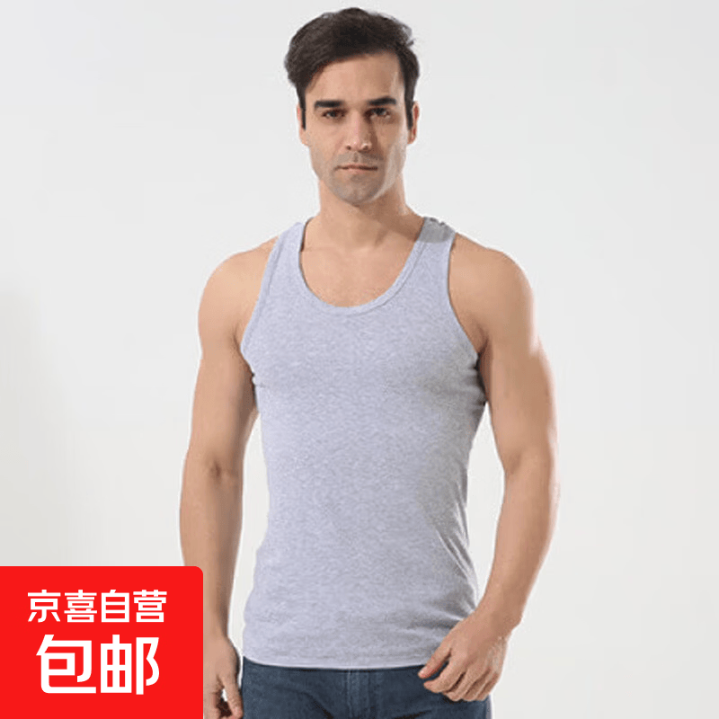 厂家直销夏季修身薄款男士涤纶跨栏打底细螺纹背心男批发 浅灰色 3XL (135-150)