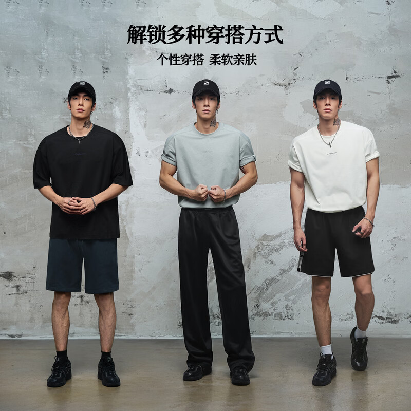 鹿家门运动健身速干T恤男夏季休闲防晒UPF50+短袖冲孔透气运动上衣 黑色 4XL 推荐220-240斤