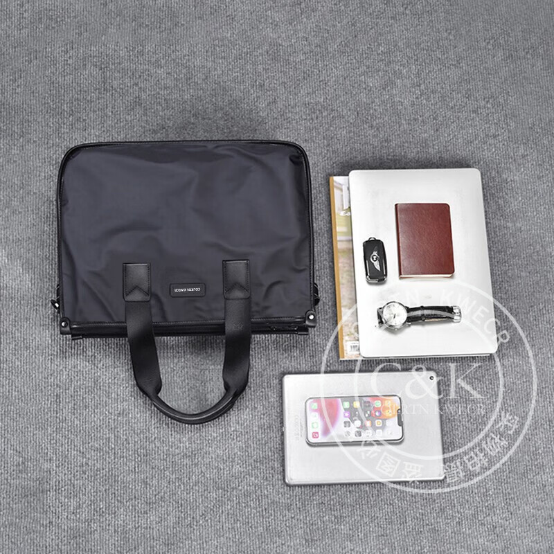 Colrtn Kwecr    男士手提包新款商务出差公文包大容量休闲单肩包电脑包奢侈品 黑色大号40*29*10