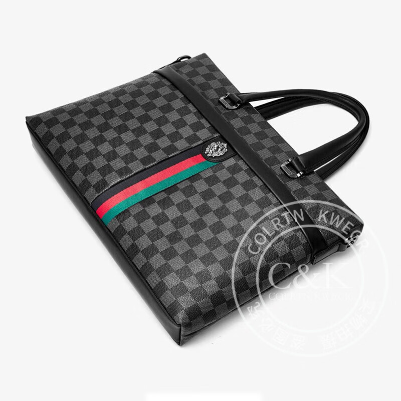 Colrtn Kwecr男士商务公文包大容量出差办公手提包皮包单肩斜挎包电脑包 CO183138.5*28.5*6(14英寸）