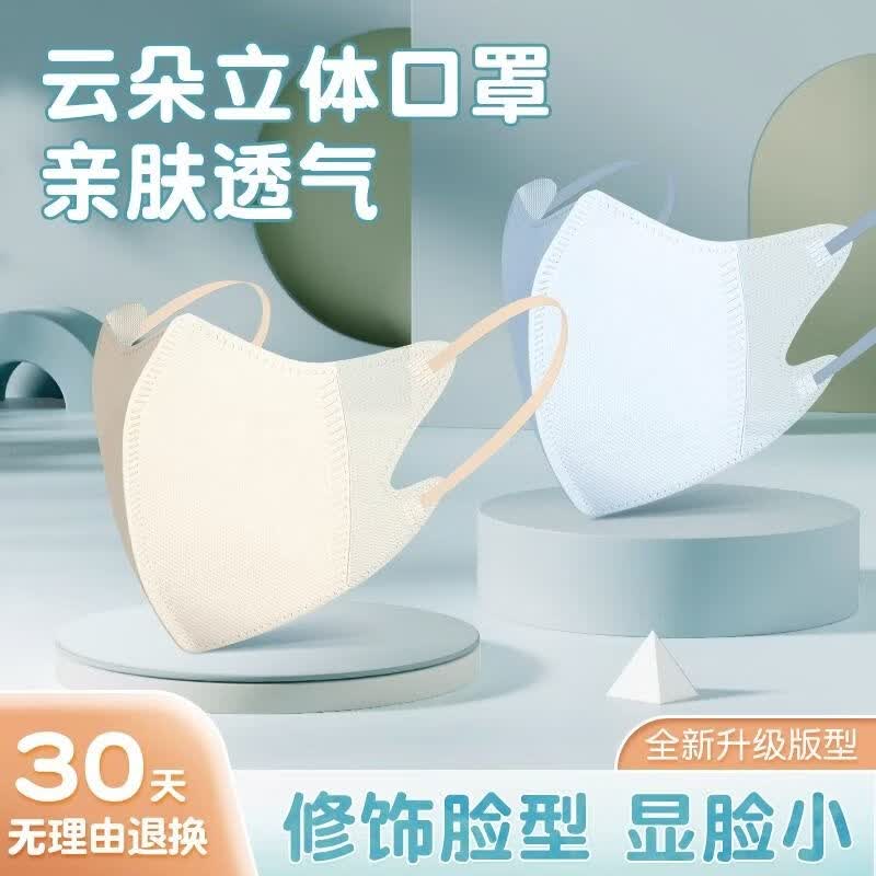 万宝绿口罩3d立体女高颜值2026新款显脸小莫兰迪色一次性夏季轻薄款透气 【六色混搭】60只-独立装 M码（适用75-125斤）