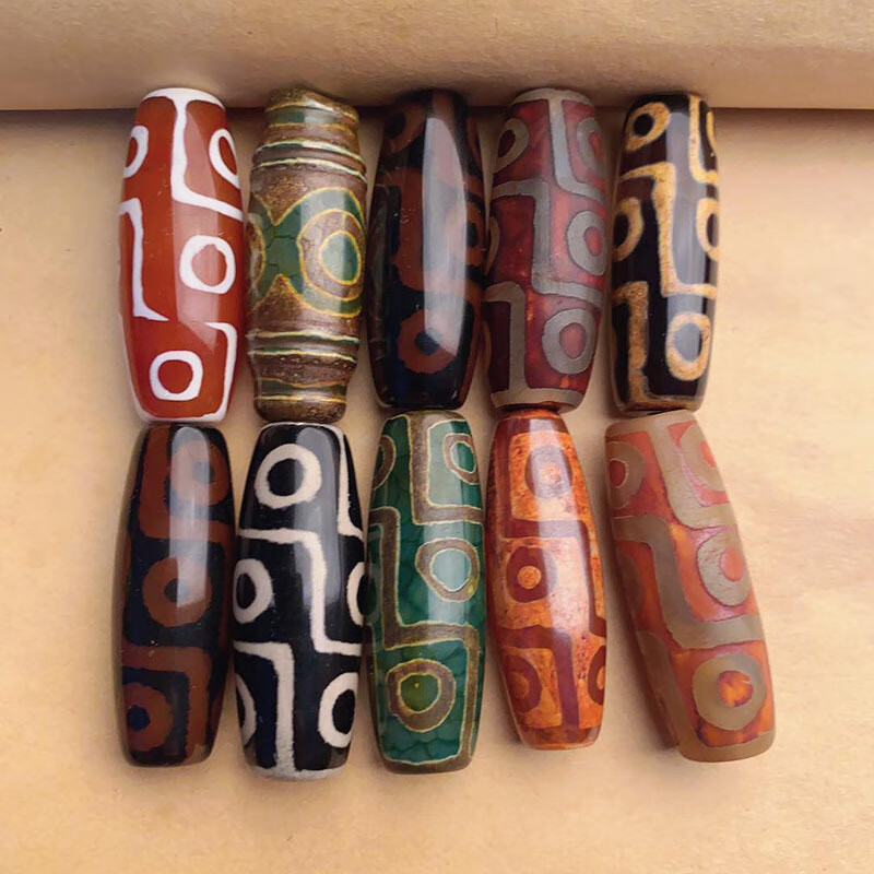 西藏式九眼天珠玛瑙桶珠勒子星月金刚菩提diy吊坠手链串 a965-3 红白