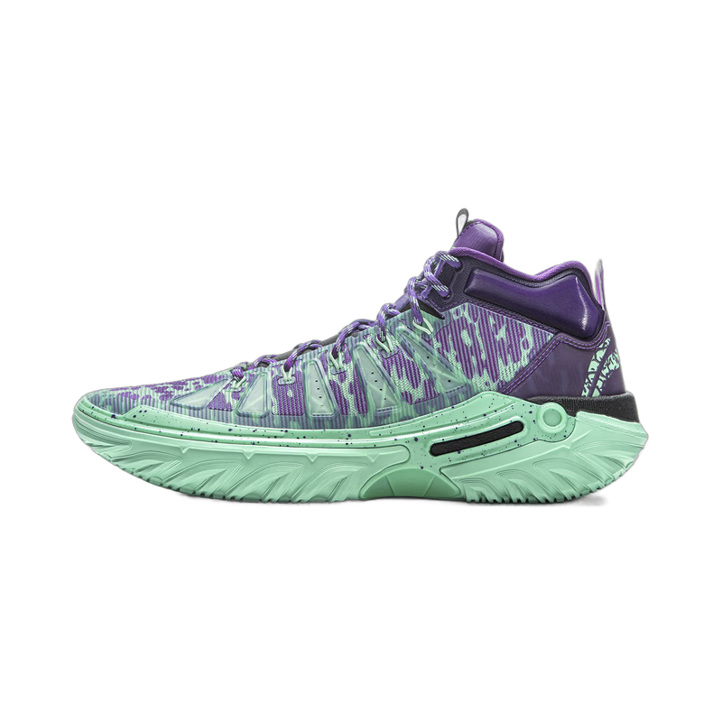 李宁桀骜2丨beng轻弹科技篮球鞋男高帮减震防滑轻便外场运动鞋 珠翠绿/龙庭紫-1 龙舌兰 39