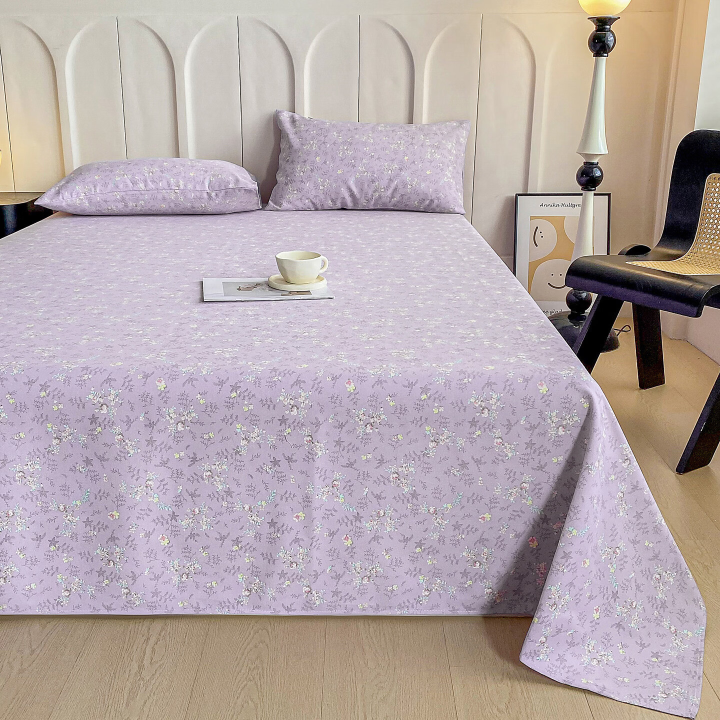 雅鹿加厚老粗布床单单件100原棉亚麻床罩学生宿舍被单三件套单人 紫罗兰 单床单200*230cm