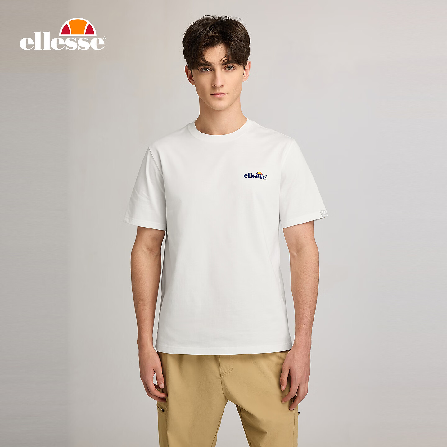 ellesse小贝壳官方T恤男情侣夏季新款圆领全棉上衣女 白色 L