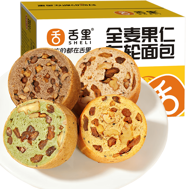 舌里车轮全麦面包4口味650g 大列巴果仁坚果红枣核桃休闲零食办公室