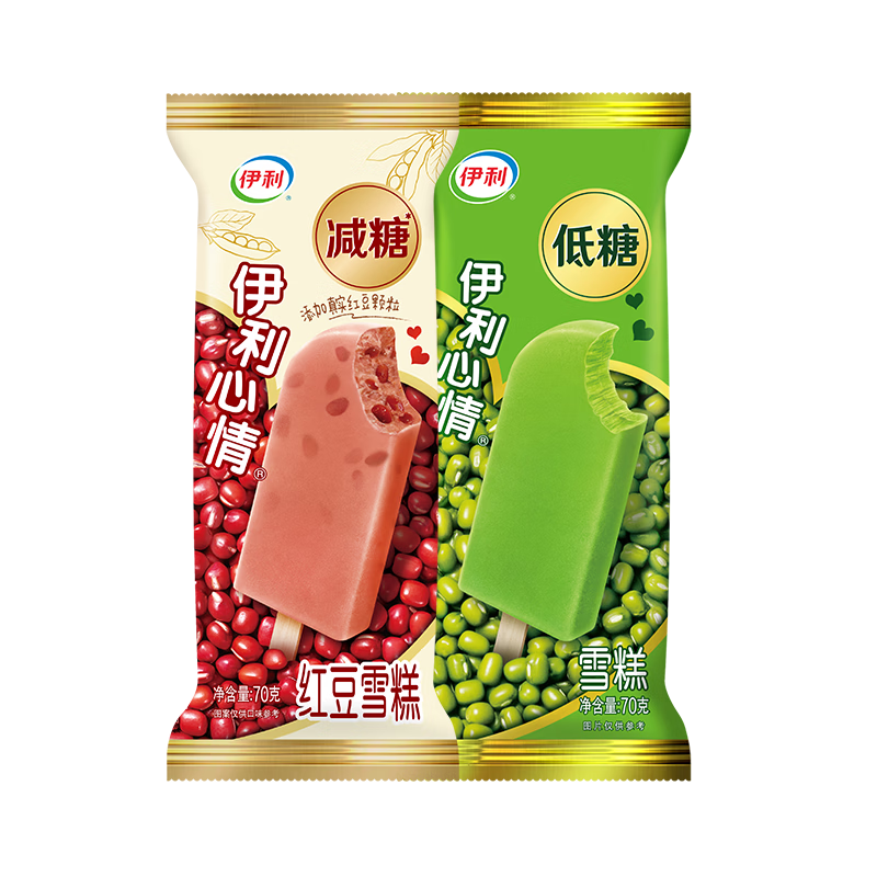 伊利心情低糖绿豆红豆双口味冰淇淋组合16支装