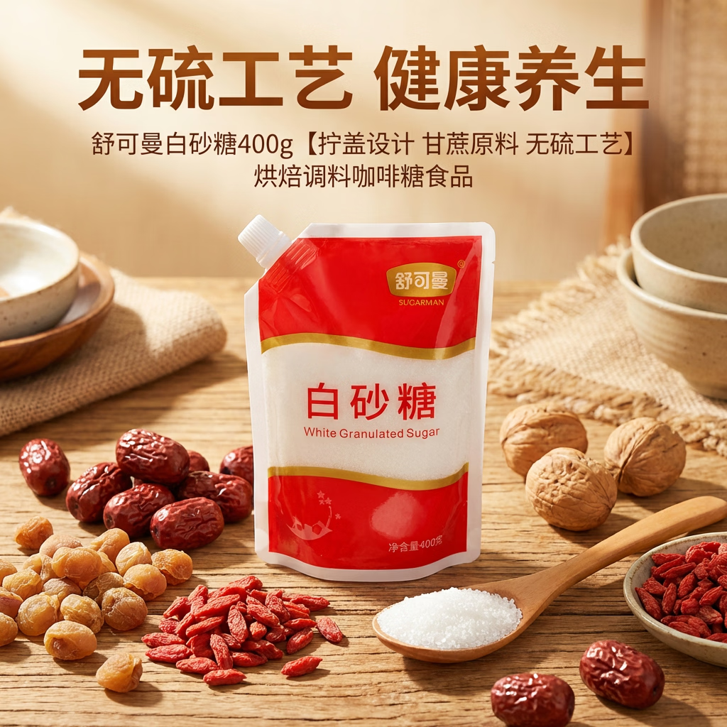 舒可曼白砂糖400g【拧盖设计 甘蔗原料 无硫工艺】烘焙调料咖啡糖食品