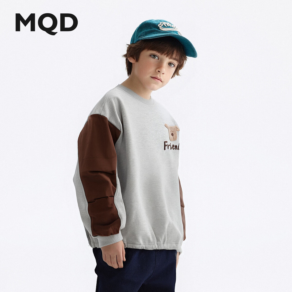 MQD【设计师系列】男童圆领卫衣 浅灰