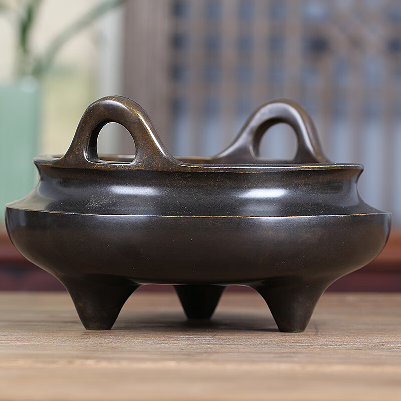 炉天下铜香炉仿清代弦纹冲耳炉仿古宣德炉摆件 仿清代大弦纹冲耳炉