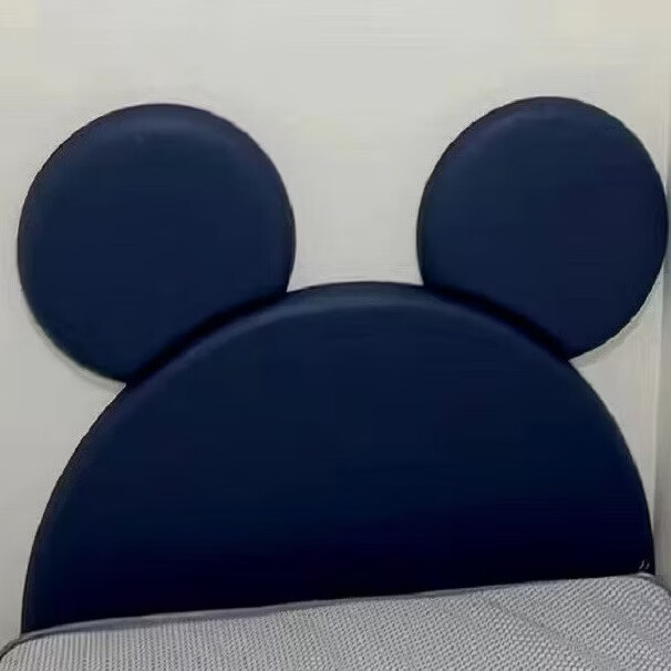 儿童房床头软包贴榻榻米墙围软包实木自粘炕围靠背垫卧室防撞靠垫 深蓝米奇【猫抓皮】 长100厘米*50厘米（半圆高）*3.8厘米厚