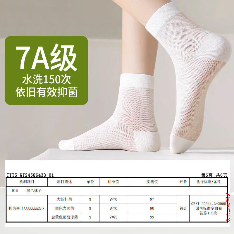 都市丽人女士袜子女【100%纯棉网眼船袜】春夏薄款透气防滑抑菌短袜女5双 米白/浅绿/浅蓝/浅粉/粉橙 均码