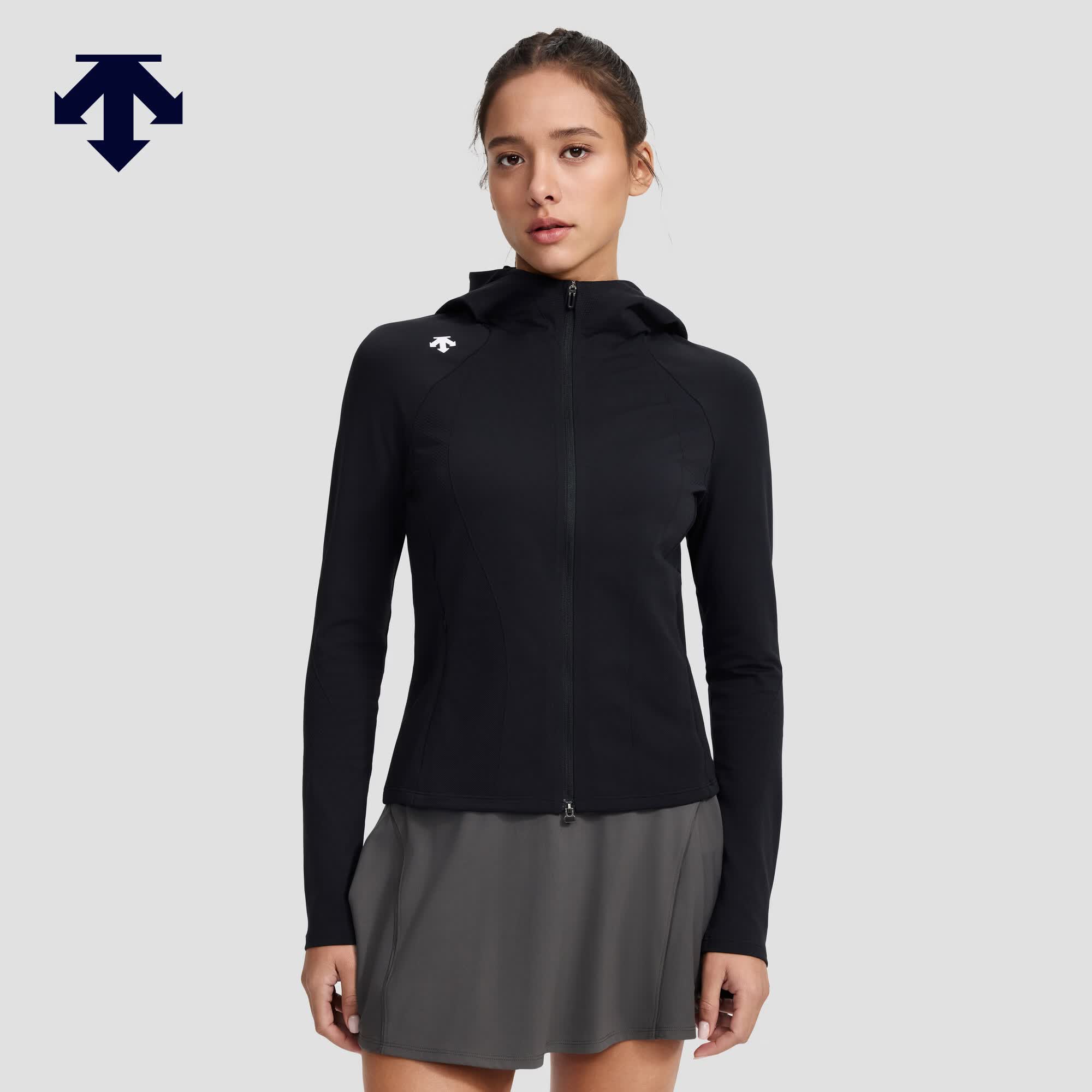 迪桑特（DESCENTE）【张钧甯同款】修身运动女士BODY FLEX花苞外套 BK-黑色 M (165/84A)