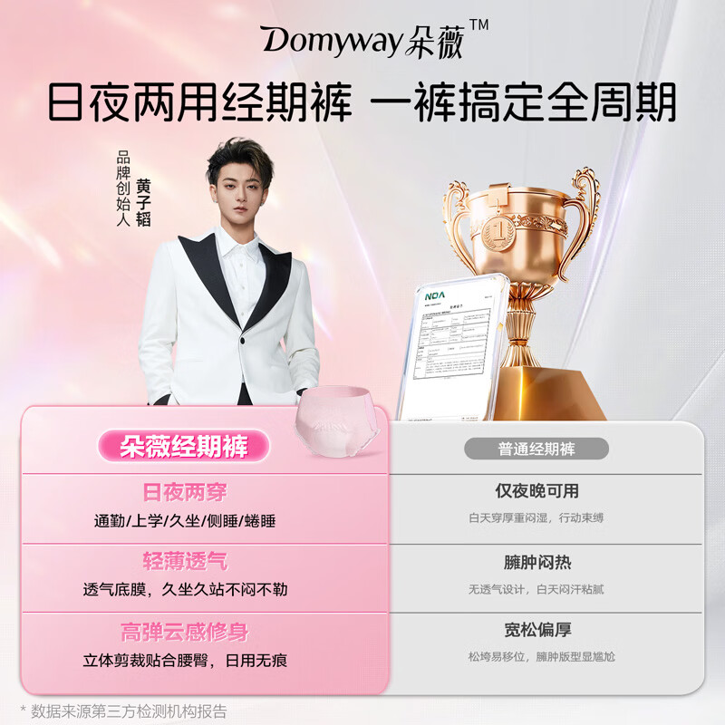 朵薇黄子韬经期裤多维弱酸面层生理安心睡裤早安日安裤M-L码7包+2片 朵薇弱酸面层日安睡裤M-L码