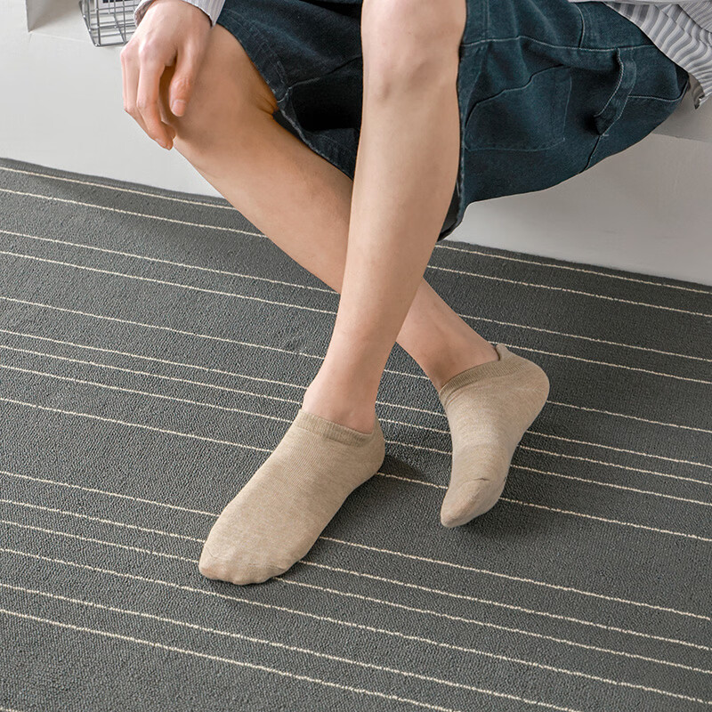 宜而爽春夏季薄款透气棉袜男吸汗防滑防臭抗菌舒适亲肤时尚百搭男袜子 黑色2+军绿2+深灰2+浅灰2+卡其2 10双装 均码