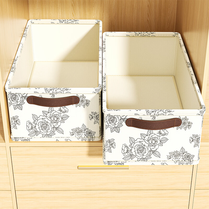 吱凡日本衣服收纳盒放衣柜分层神器衣物裤子整理布艺可折叠储物箱家用 【花开富贵】-【可装12件T恤或10条裤子】 1个装【0异味/可水洗】