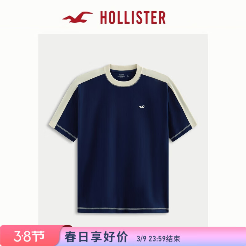HOLLISTER小海鸥图案棉质重磅短袖T恤25夏男装324-5464 海军蓝 M (180/100A)