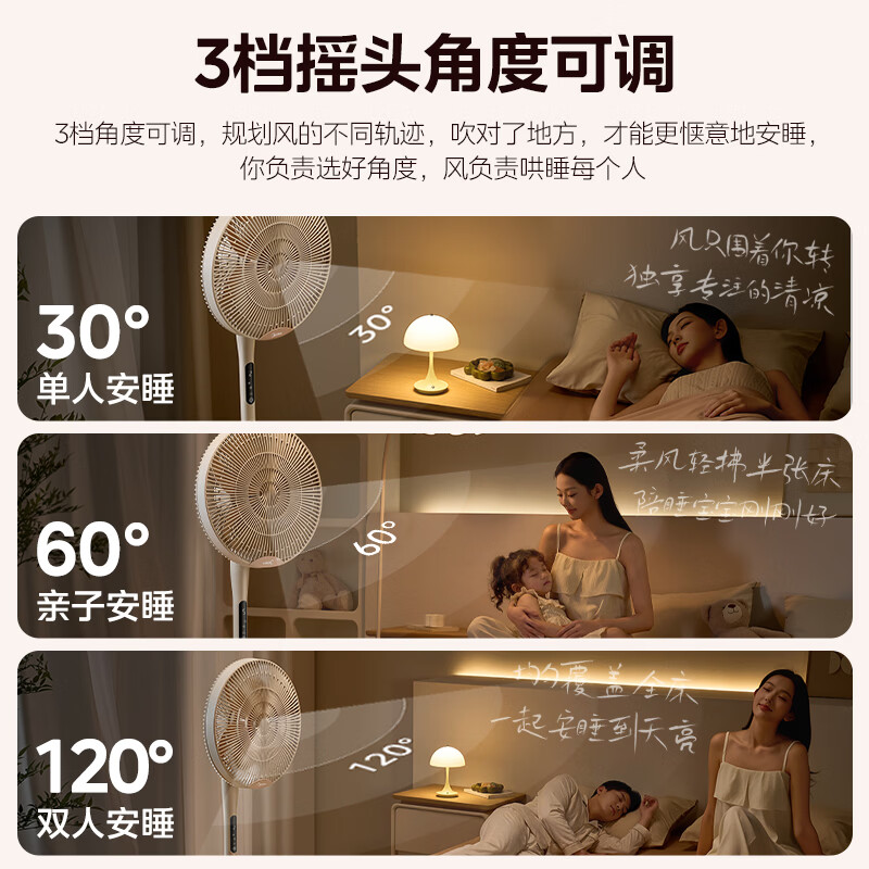 美的（Midea）风扇落地扇幸运草安睡电风扇系列 家用智能变频风扇大风量客厅宿舍轻音柔风 卧室桌面台式立式两用 幸运草2MAX丨抗菌扇叶