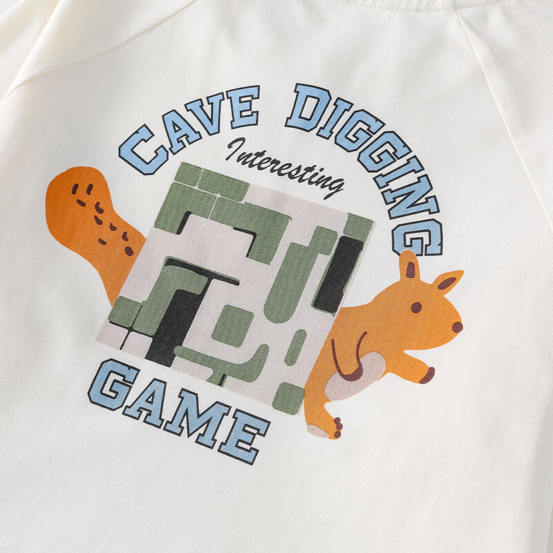 棉花堂（cottontown）【棉感速干】棉花堂童装儿童长袖T恤春秋男童女童A类抗菌速干上衣 米白 90 90/52