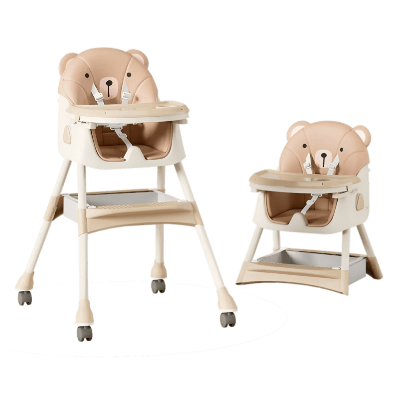 巧樂(lè)熊寶寶餐椅可折疊0-6歲嬰幼兒童成長(zhǎng)吃飯餐桌椅防側(cè)翻多功能學(xué)坐椅 可折疊】搖搖馬-黃油小熊【輪子+坐墊+雙餐盤(pán)+籃】