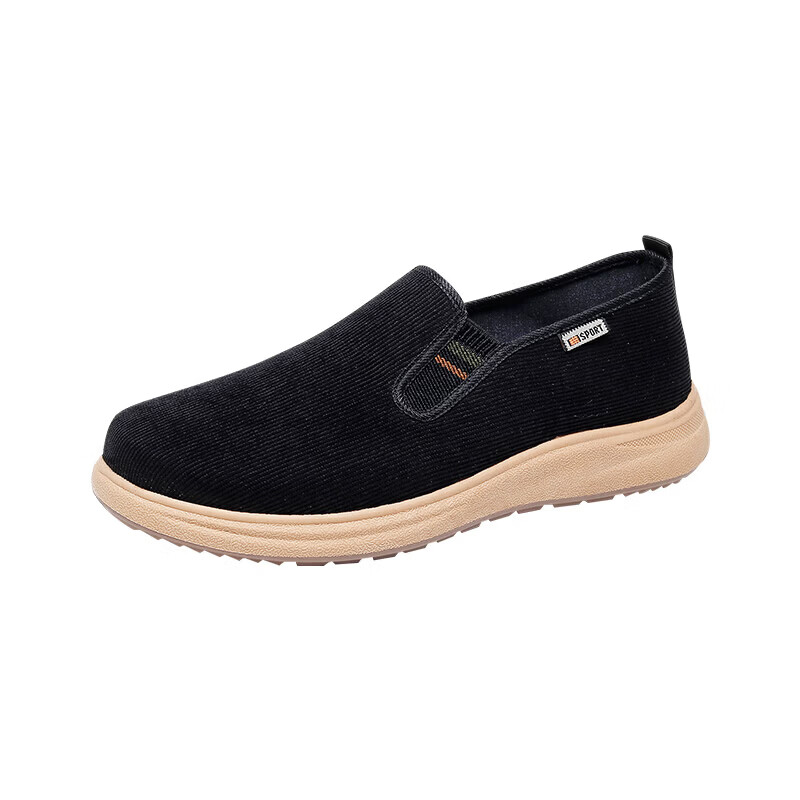 意迪森春秋老北京布鞋男休闲健步鞋软底防滑爸爸鞋一脚蹬官方旗舰店正品 黑色 【久穿不累脚】 39 (245mm) 正码正拍