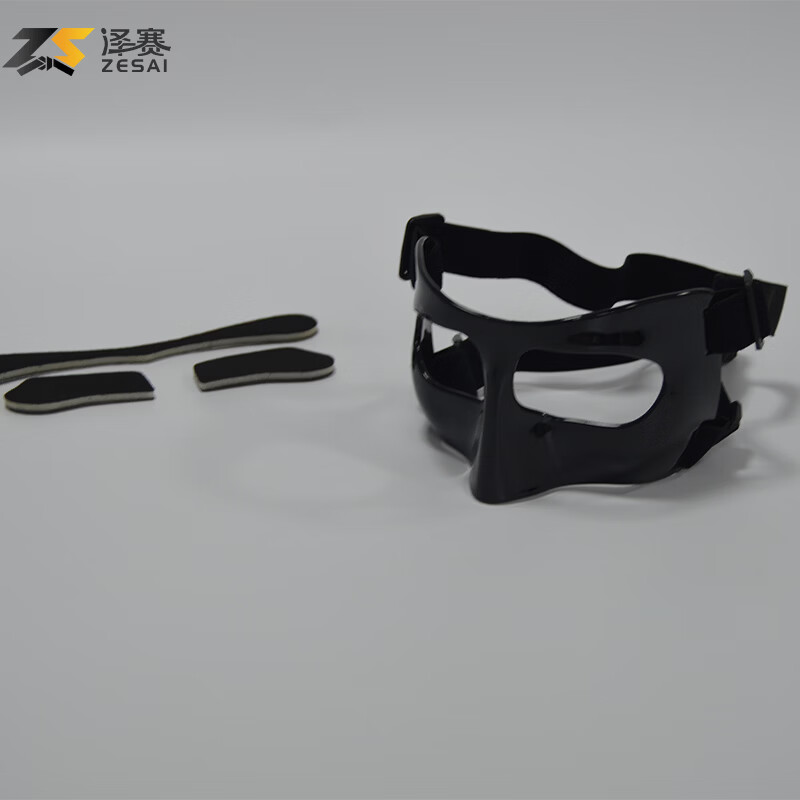 泽赛篮球面罩护鼻面部运动护具 吸汗贴 松紧带 适用对抗运动保护护具 通用款均码儿童成人款篮球护具头戴式装备保护鼻子面部 黑色儿童篮球面罩成人防护面具通用款头戴式篮球面罩