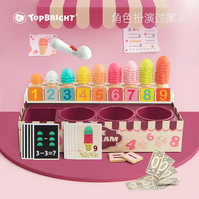特宝儿（topbright）儿童数字认知冰淇淋盒启蒙早教玩具钱商管理亲子加减玩具 缤纷数字认知冰淇淋盒120478