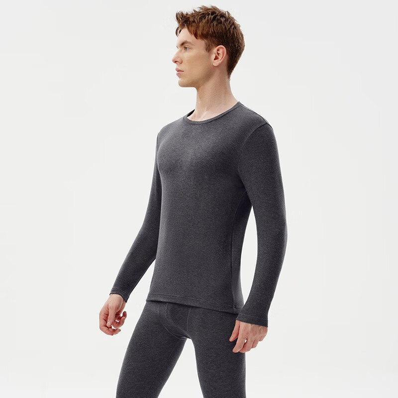三枪（THREEGUN）热力弹无尺码吸湿抑菌秋衣秋裤男情侣保暖内衣双色薄绒礼盒 男 黑麻灰 XL -3XL（常规版）