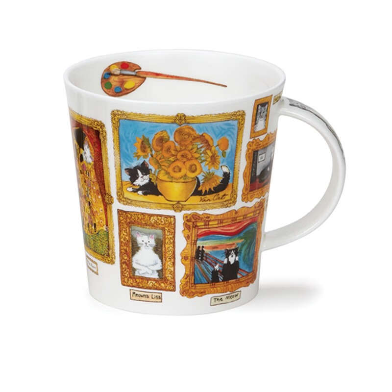 丹侬（DUNOON）英国骨瓷马克杯大容量咖啡杯陶瓷水杯情侣杯猫狗肖像馆可爱杯子 萌爪肖像馆-猫咪(480ml)