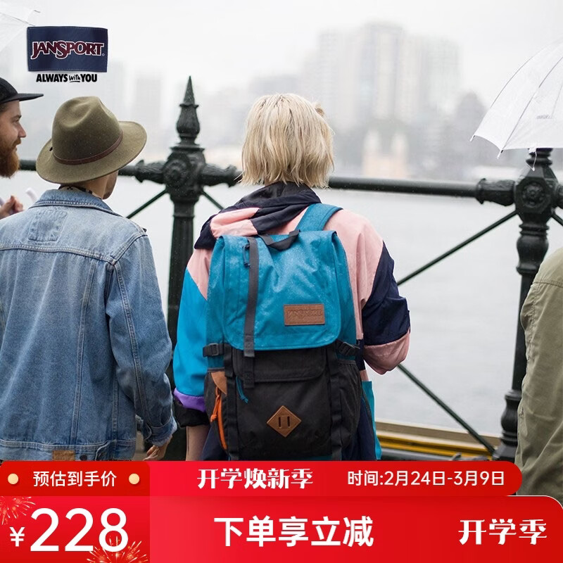 JANSPORT杰斯伯双肩包男女户外旅行运动登山背【下单前请认真看瑕疵说明】 0F3 冷藍（瑕疵）