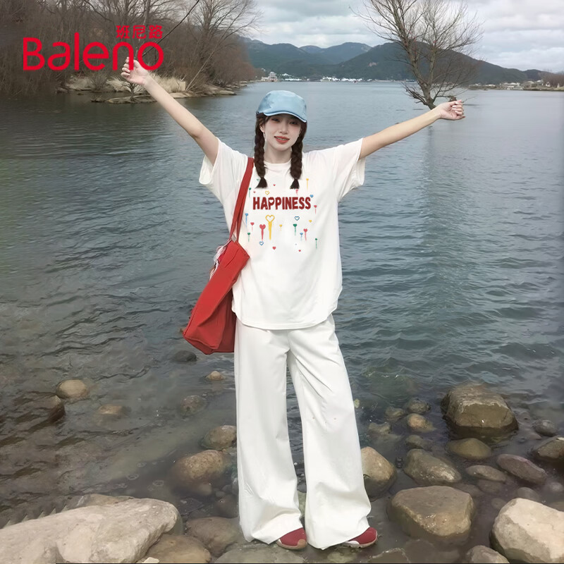 班尼路（Baleno）纯棉短袖t恤女2026年夏季新款设计感小众时尚休闲慵懒风宽松上衣