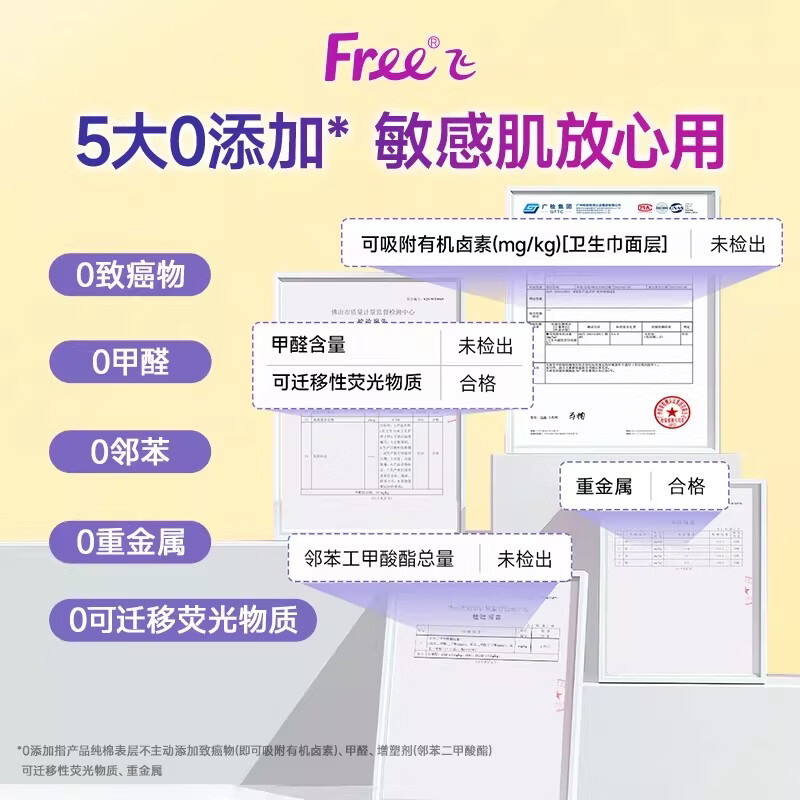 FREE卫生巾日夜组合套装超薄触感透气系列少女大学生姨妈巾 超薄绵柔日夜组合8包共73片