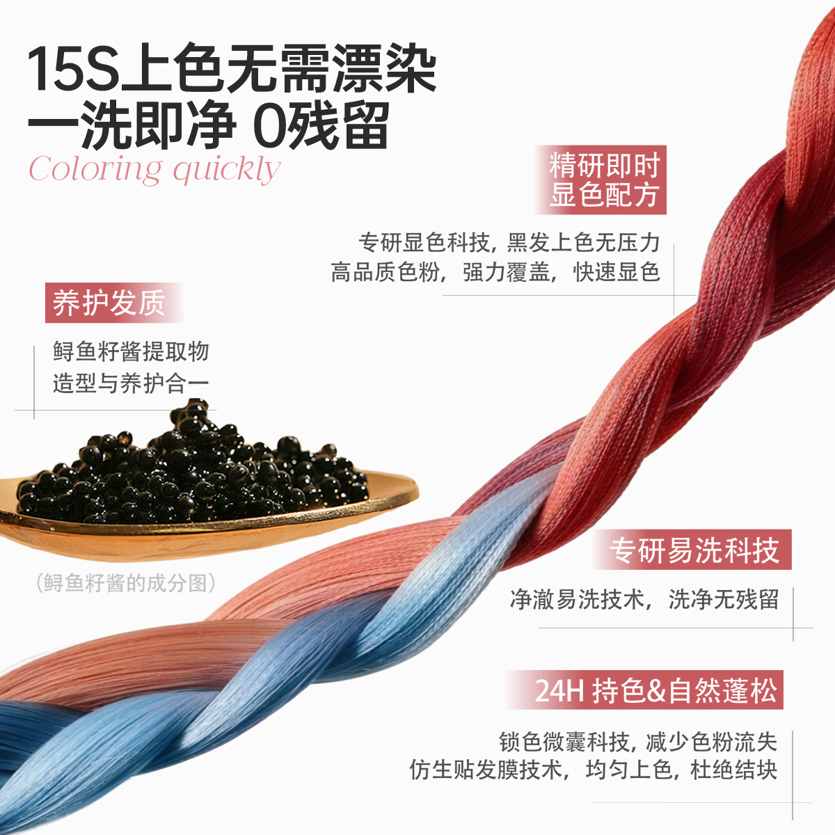 染序免染染发膏一次性可洗蓝色挑染挂耳染应援粉色直染持色不伤发 一盒(30g) 粉色-赛博甜心(粉韵漫染 氛围感序)