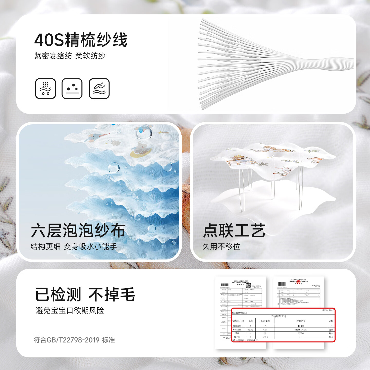 童葵（tongkui）婴儿浴巾纱布a类纯棉抗菌新生儿专用宝宝加大加厚冬天洗澡大毛巾 6层有机棉纱-小马贝贝+马跃福伴（100%纯棉） 105x105cm