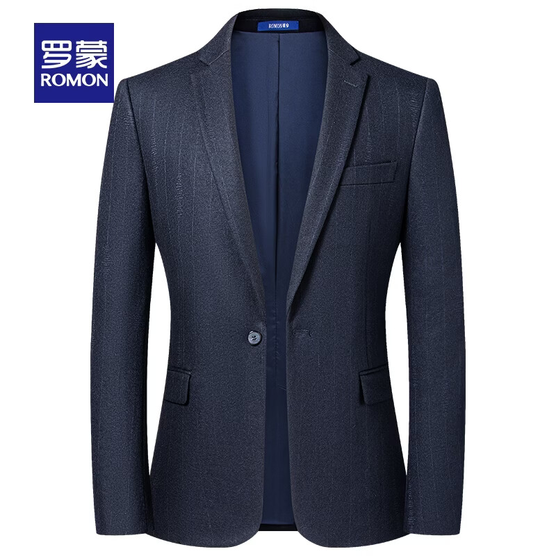 罗蒙（ROMON）【含羊毛】西服男新款男士休闲商务百搭职业单西上衣 藏青色 44 (165)