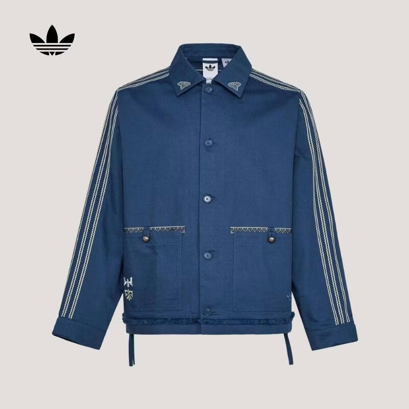 阿迪达斯（adidas）【滔搏运动】三叶草男子TOUR BAI JACKET纯棉运动宽松翻领外套 KW5674 M