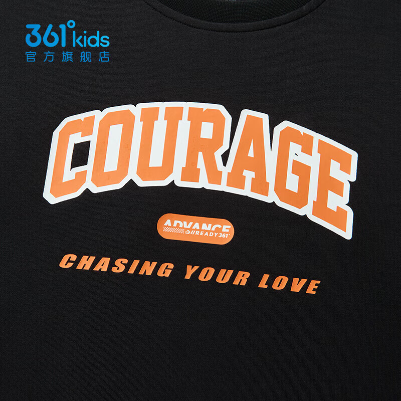 361°童装男童长袖针织套装儿童百搭秋季新款女童圆领运动套装 经典黑/经典黑 175 cm