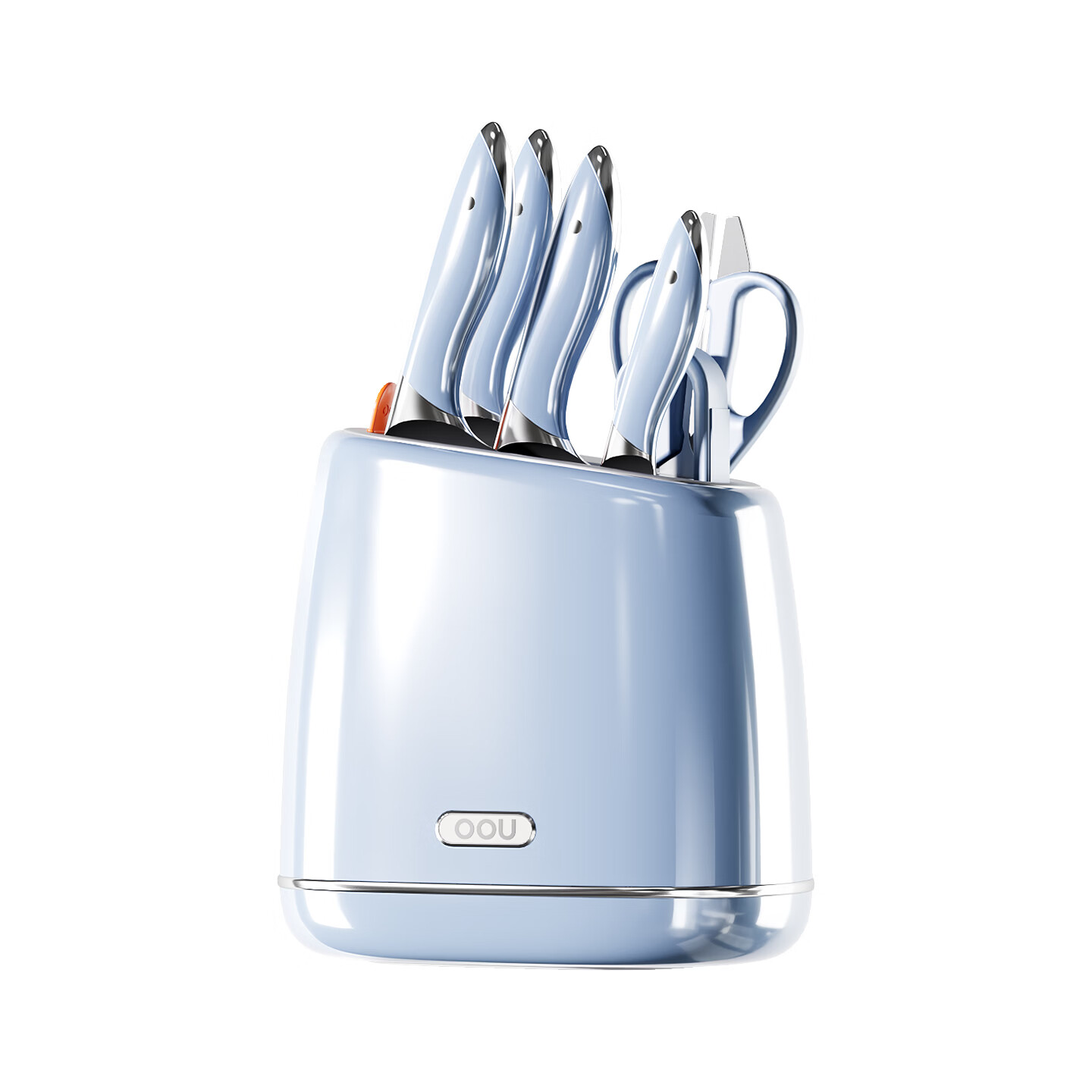 OOU【新升级2.0】鲸系列刀具套装家用厨房菜刀德国钢材钛刀刀具全套 天青色-进口钢材 7件套