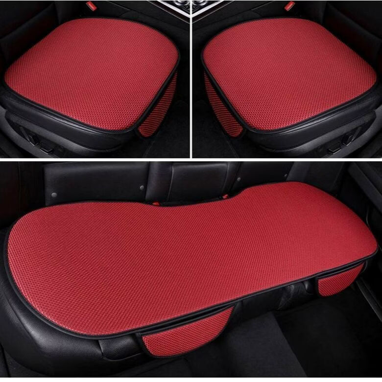 汽车坐垫三件套舒适透气冰丝座椅垫防滑四季汽车座椅座垫汽车坐垫 【高品质冰丝款】酒红 全车五座三件套