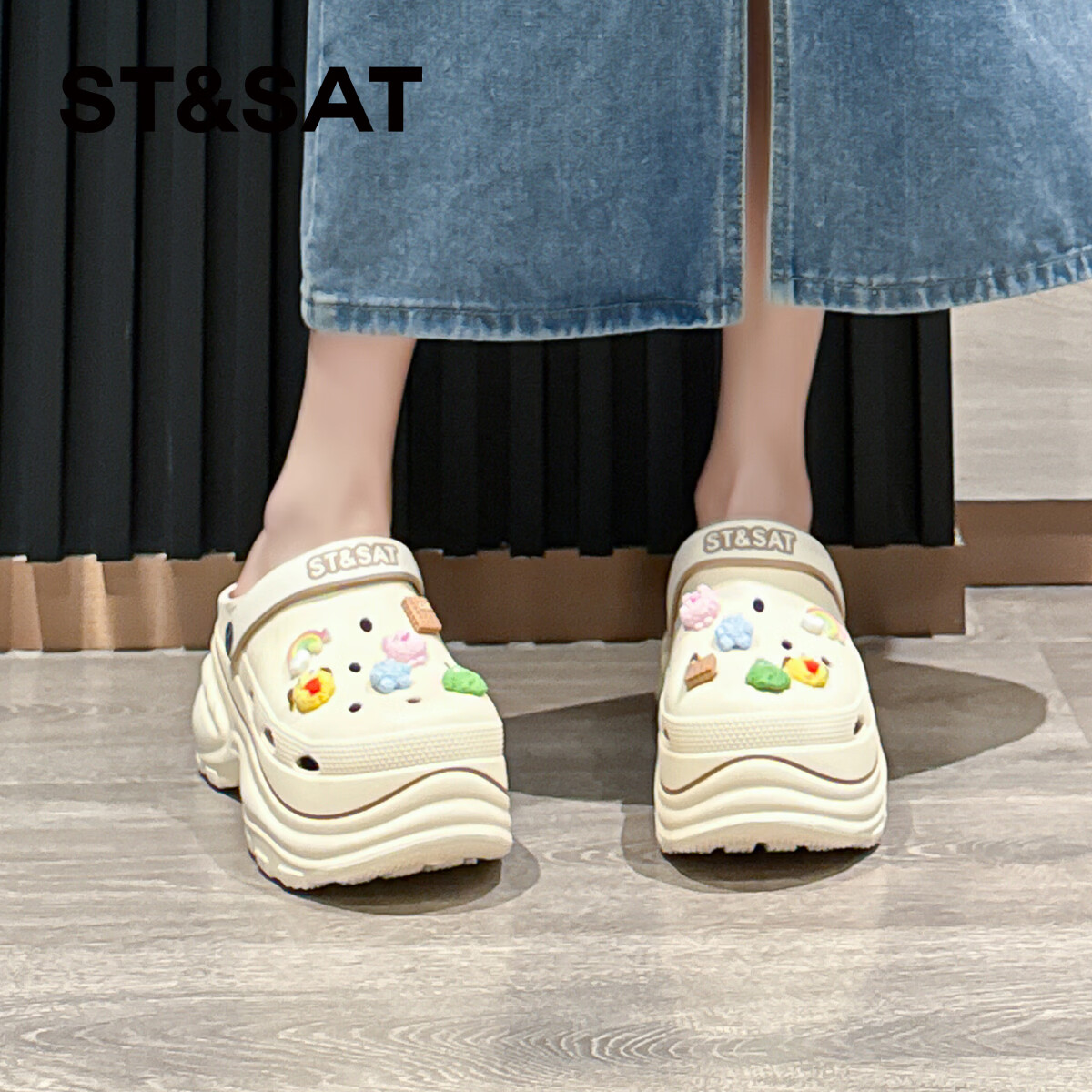 星期六【增高7公分】洞洞鞋女2026夏季新款踩屎感厚底超软增高女凉拖鞋 咖啡色 【彩色小怪物】 39-40