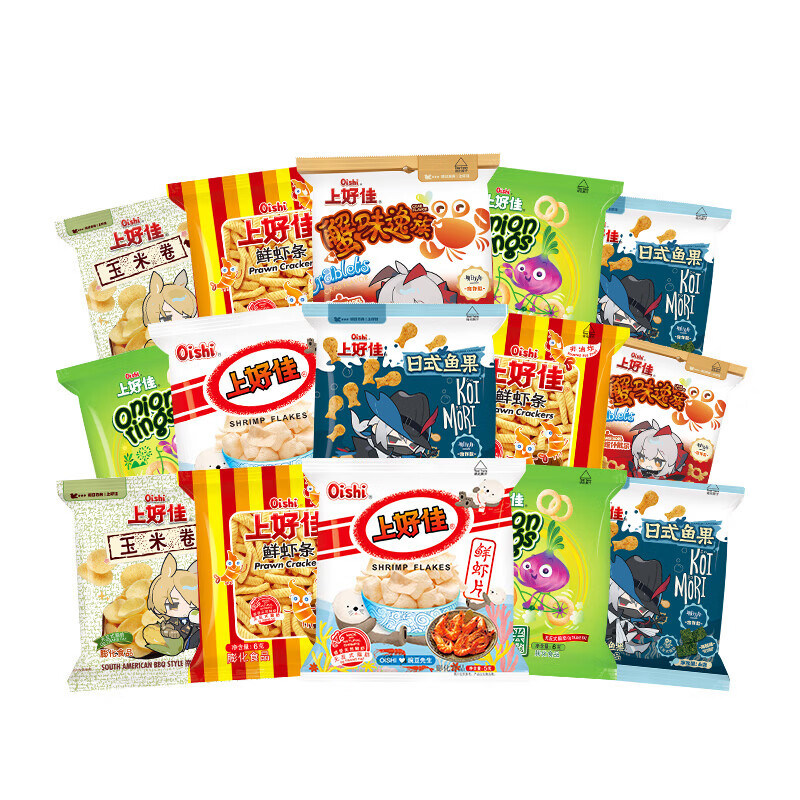 上好佳休闲小零食膨化食品虾片虾条小包装5-7g 42包（口味随机）