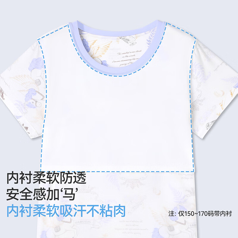 久岁伴【26新款】夏女儿童A类7A抑菌莫代尔家居服套装少女短袖睡衣短裤 紫色 3XL (160) 建议身高150-162，体重90-105斤