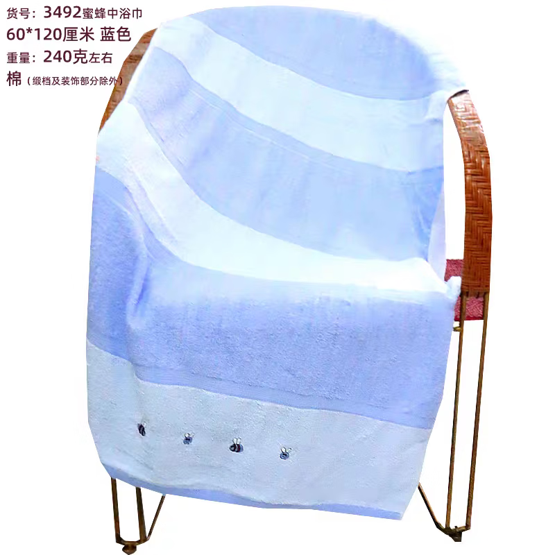 梦尔丝正品梦尔丝牌全棉童巾洗脸毛巾纯棉批发吸水成人柔软家庭装蜜蜂 颜色随机（可备注颜色） 1条 250g 120cm*60cm