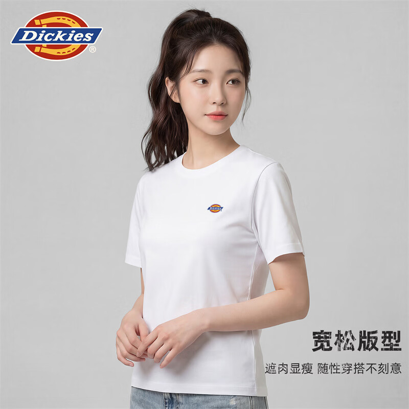 Dickies100%全棉男士纯棉短袖夏季运动polo衣打底衫百搭透气大码宽松睡衣 黑色+黑色 100%全棉 2XL 适合体重140-160斤