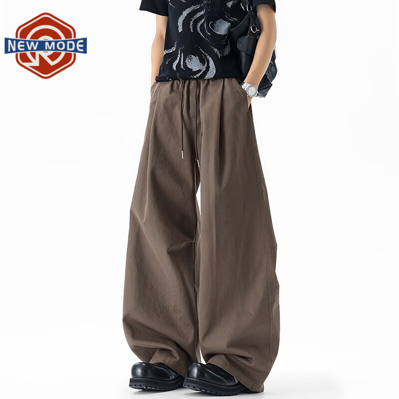 NEW OR MODE美式纯棉大码弯刀休闲裤男春夏季新款慵懒松弛感休闲宽松阔腿裤子 深棕色【高品质】 4XL 【建议180-205斤】