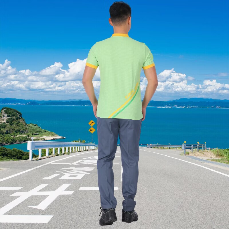 学子言中石化夏季工作服易捷工服加油站新款防静电短袖T恤裤子POLO衫 套装 XL 175