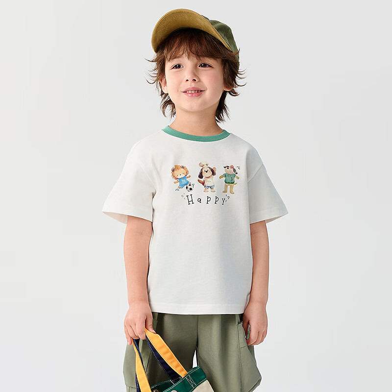 巴拉巴拉童装宝宝短袖t恤婴儿男女童上衣2026新款夏装甜美时尚洋气清新萌 本白10101-208225117111 100