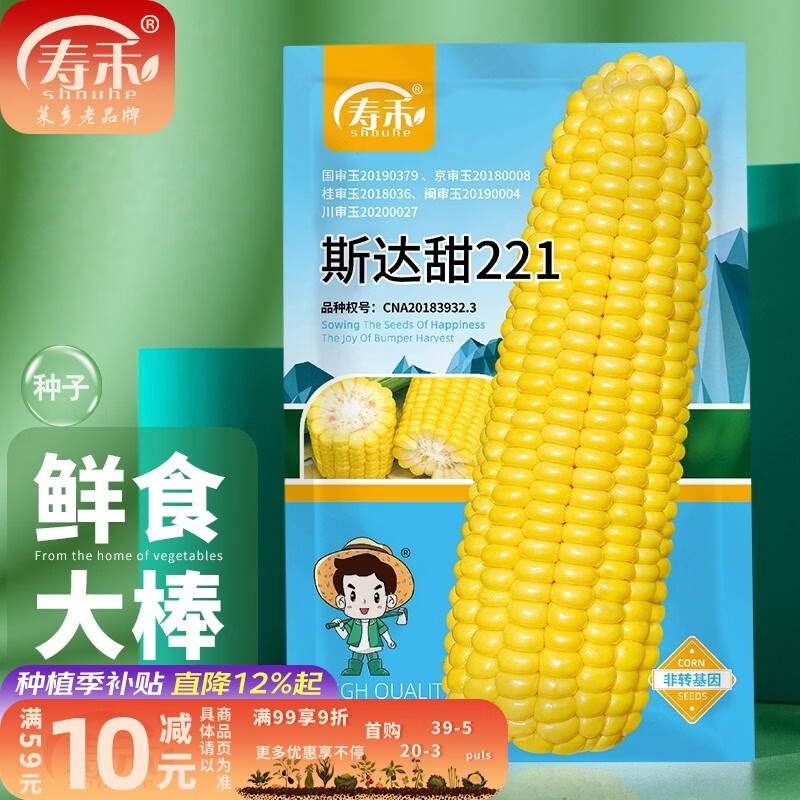 寿禾 超甜水果玉米种子大全紫糯黑甜糯可生食粘甜种孑冬春季寿光蔬菜 大棒黄甜斯达甜玉米种子100g